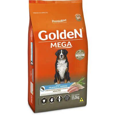 Ração Seca Golden Mega Cães Adultos Raças Grandes Frango e Arroz