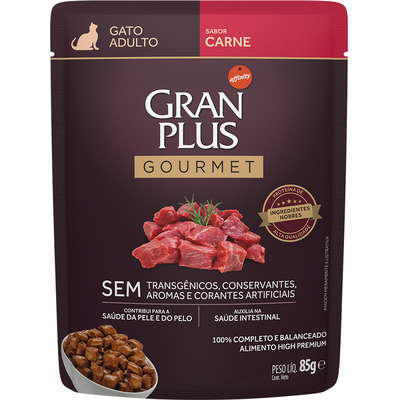 Ração Úmida GranPlus Sachê Gourmet Carne para Gatos Adultos